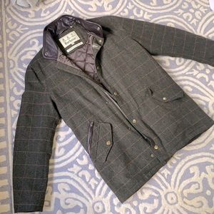 Barbour Medium Tweed Coat with Leather Collar